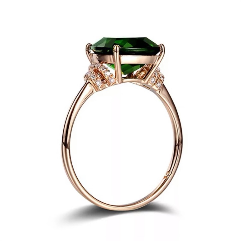 🆕18k RG/925 Silver Lab Created Emerald Ring - Picture 3 of 8
